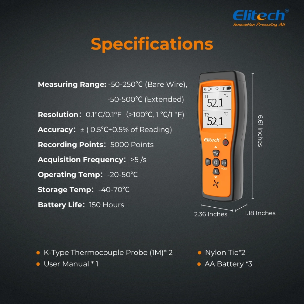 Termopar tipo K Dual con Datalogger